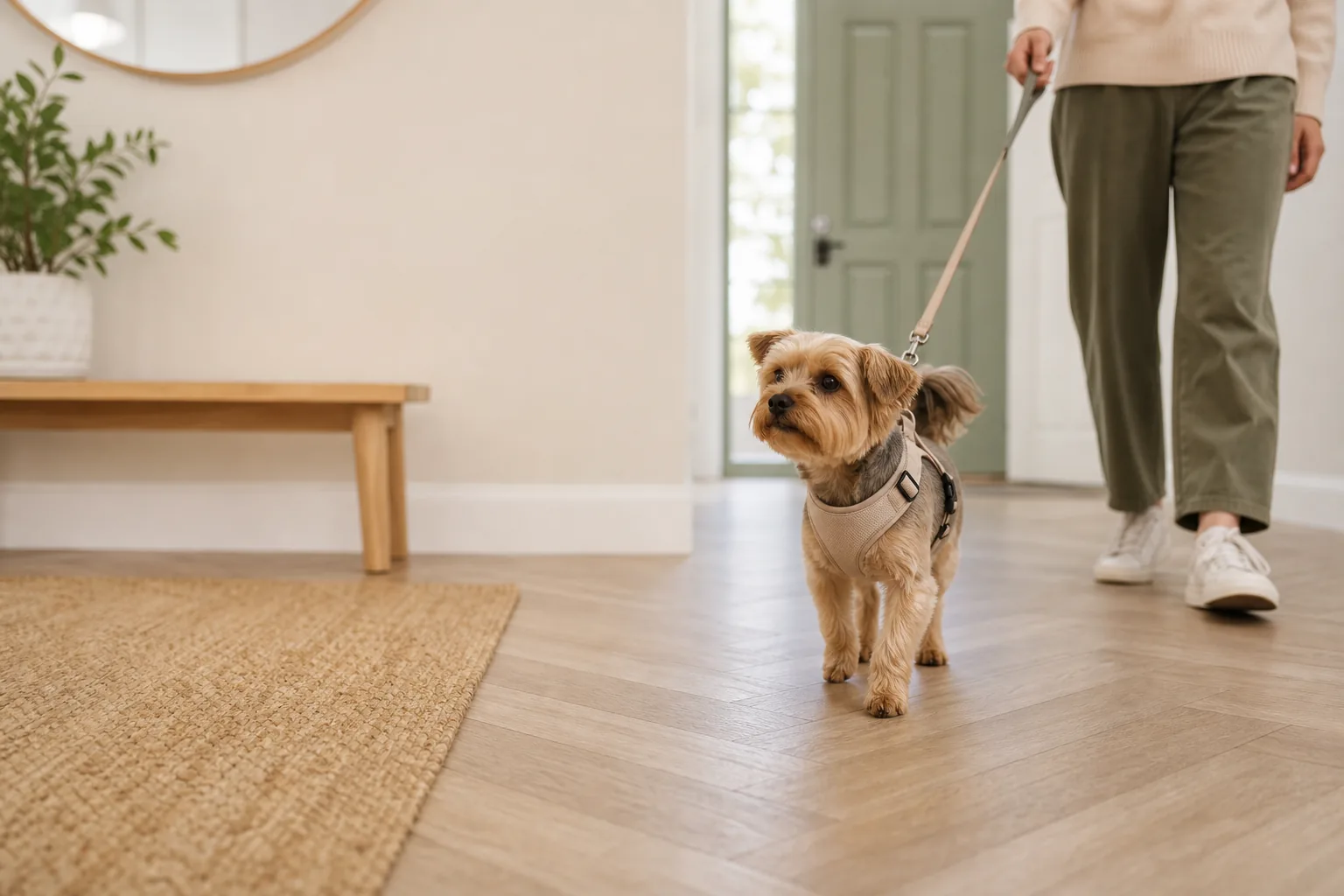 Best Dog Harness for Small Dogs: Comfort, Safety, and Fit Guide: small dog wearing a walking harness outdoors.
