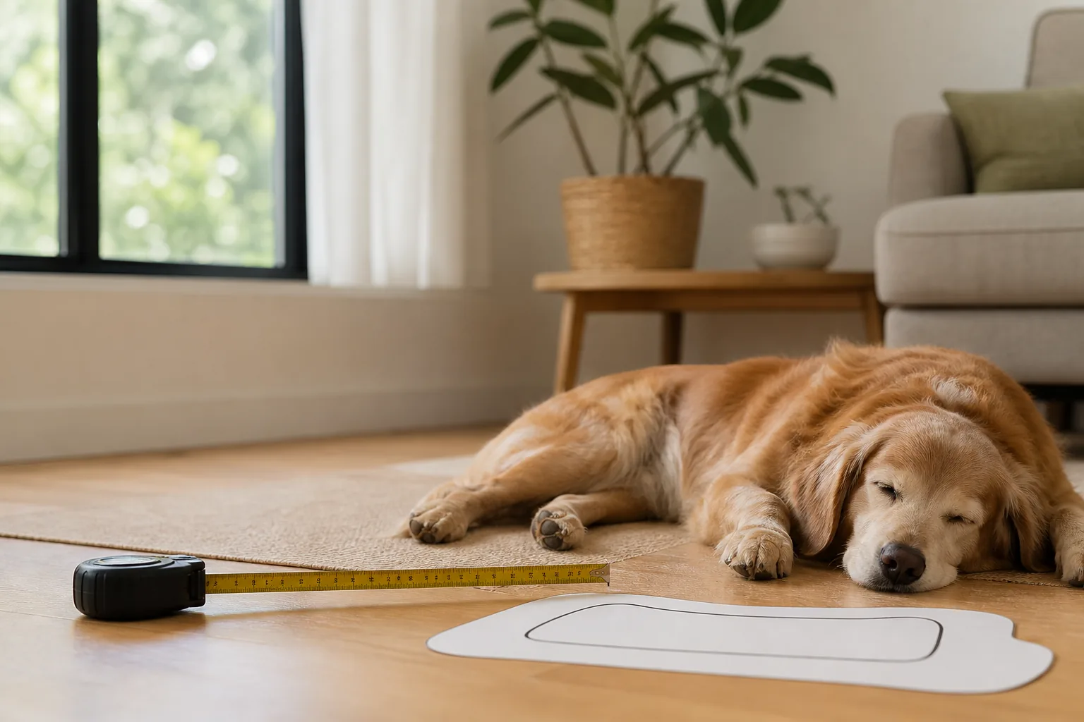 Dog Bed Size Guide: How to Pick the Right Bed for Your Dog: dog bed sizing and measurement scene.
