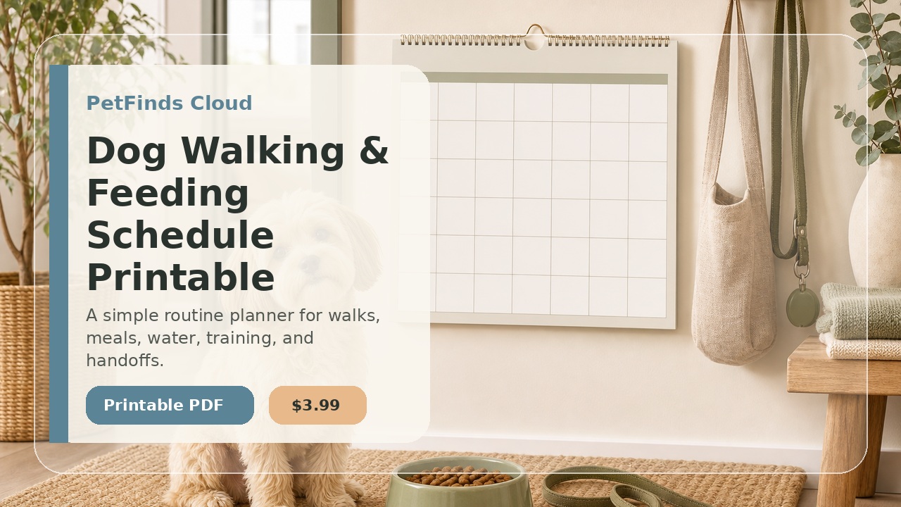 Dog Walking & Feeding Schedule Printable | PetFinds Cloud Printable printable product cover