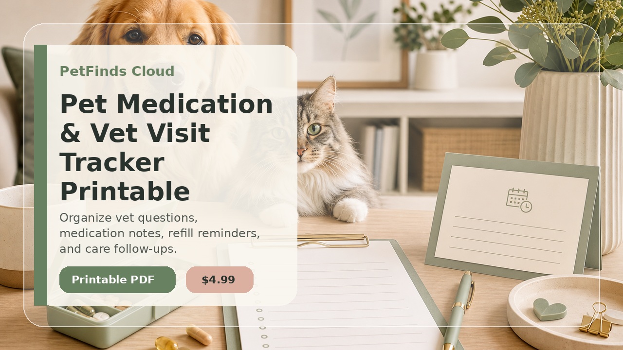 Pet Medication & Vet Visit Tracker Printable | PetFinds Cloud Printable printable product cover