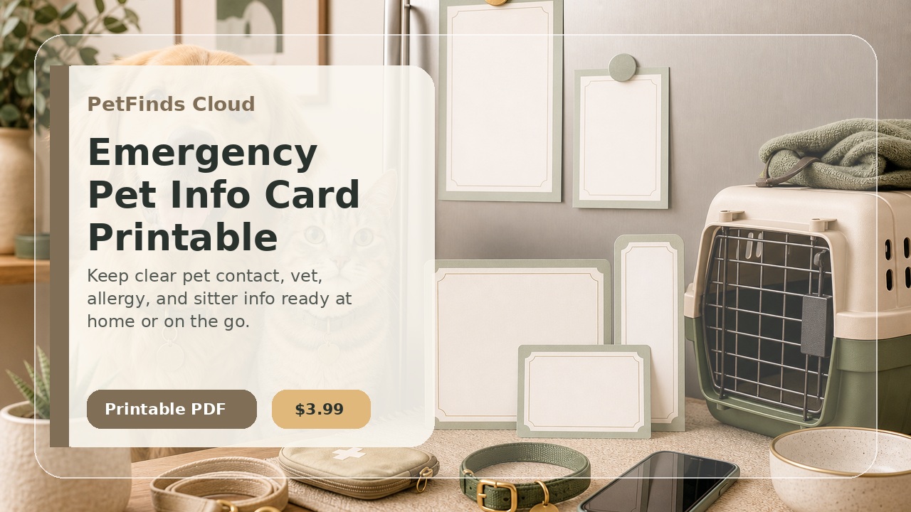 Emergency Pet Info Card Printable | PetFinds Cloud Printable printable product cover